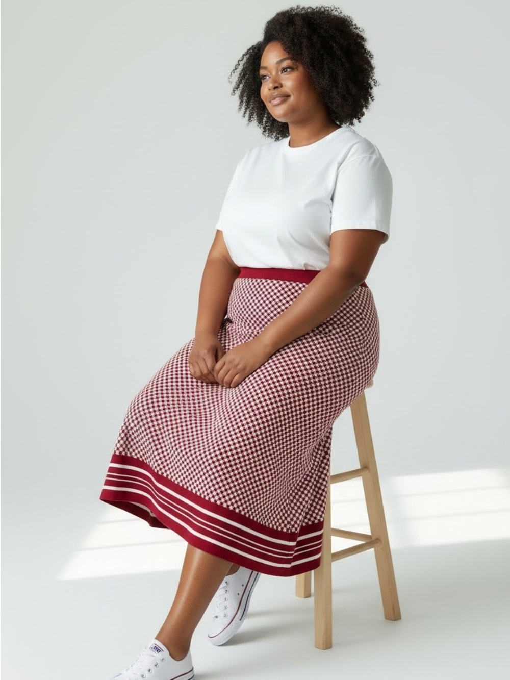 MICHAEL Michael Kors Red and White Patterned Pencil Skirt